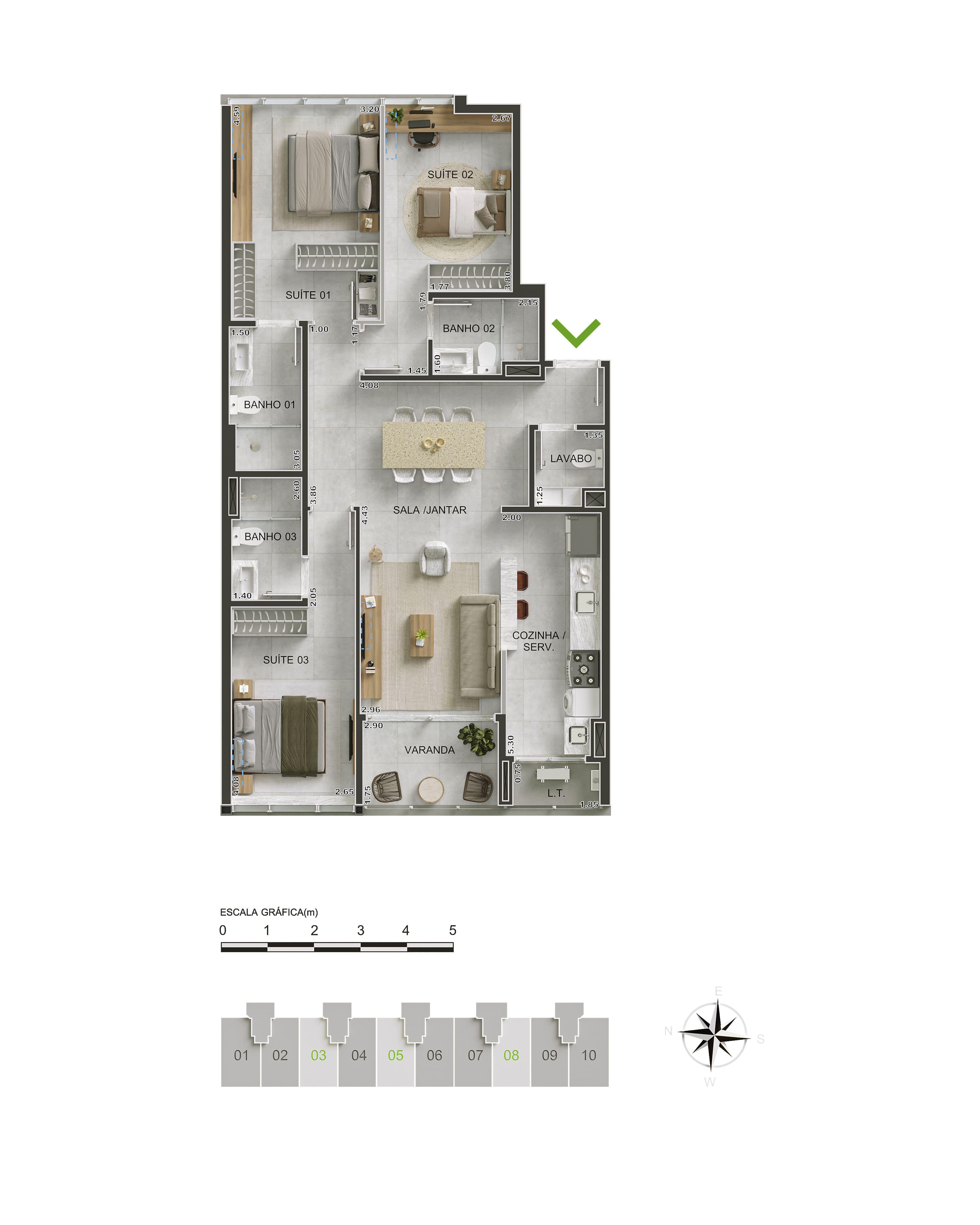 Apt Meio 115m2